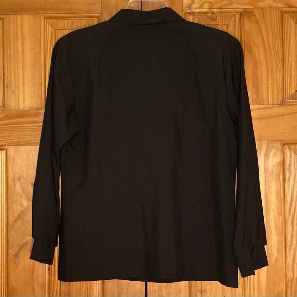 NWOT Jessica Scott Vintage 80s 90s Career Top Long Sleeve Blouse Black Size M - Picture 5 of 12